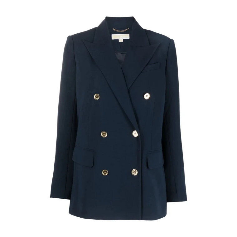 Midnight Blue Crepe Double Breasted Blazer Michael Kors