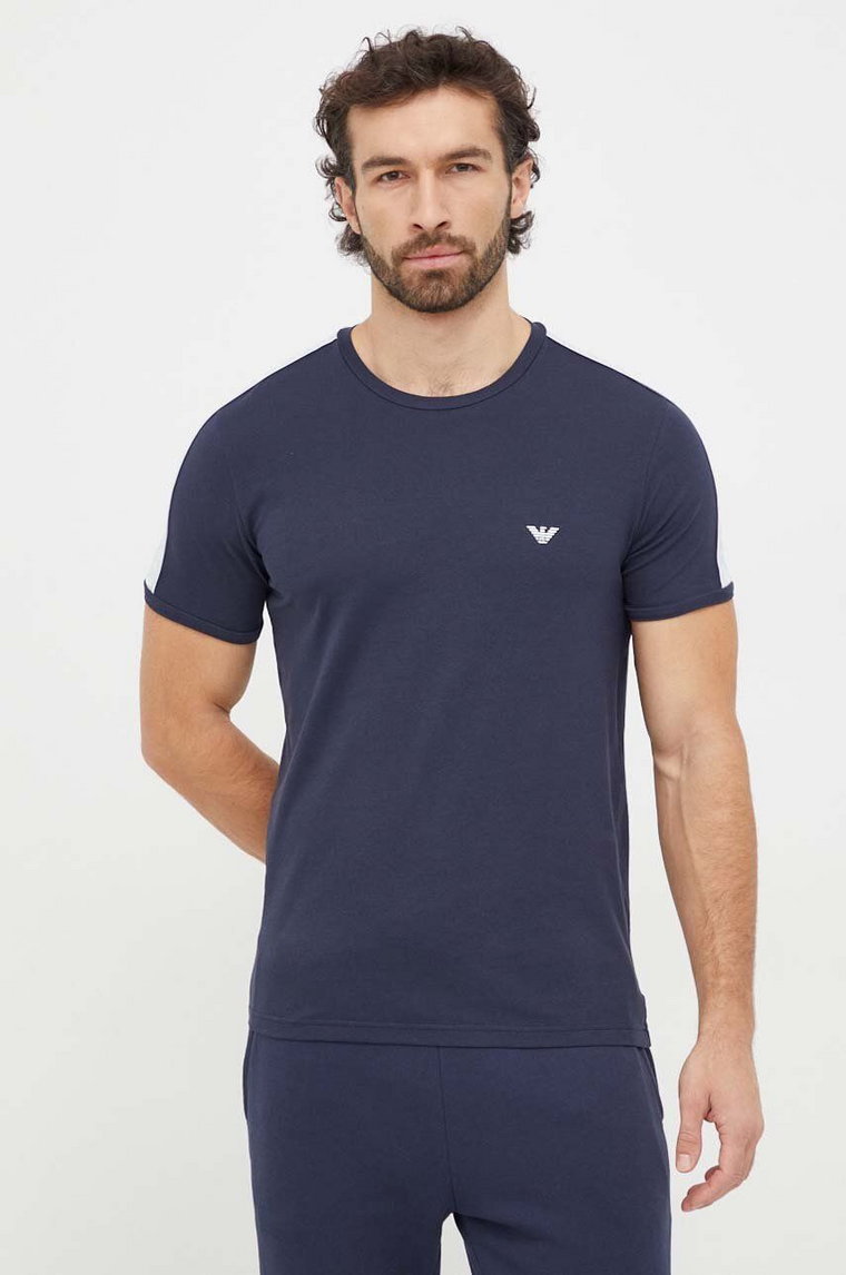 Emporio Armani Underwear t-shirt lounge kolor granatowy z nadrukiem