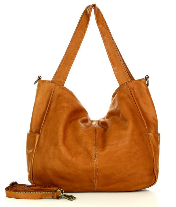 Skórzana Torba Shopper- Brąz Camel