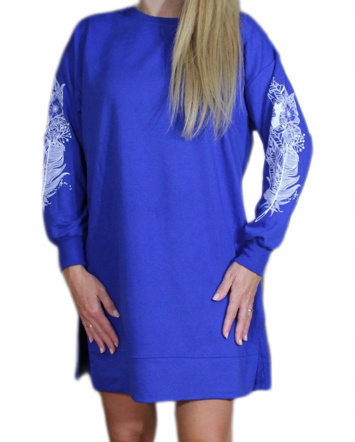 Bluza Tunika Nadruk Oversize Moda Damska Luźna