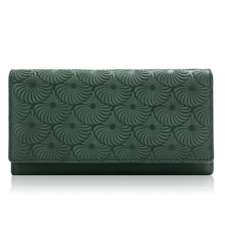 Skórzany elegancki portfel damski włoski zielony