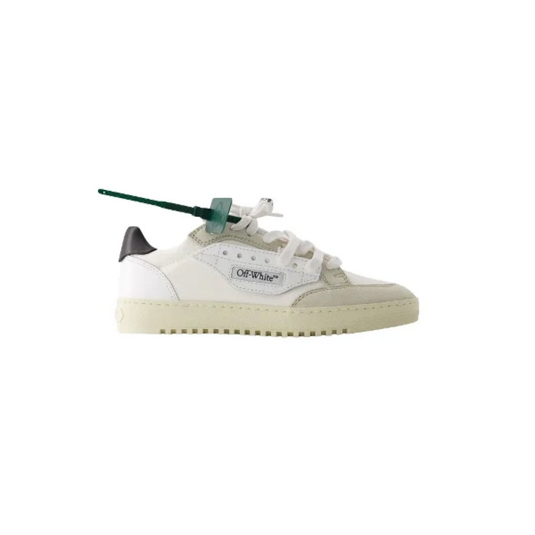 Białe Czarne Skórzane Slip-On Sneakers Off White