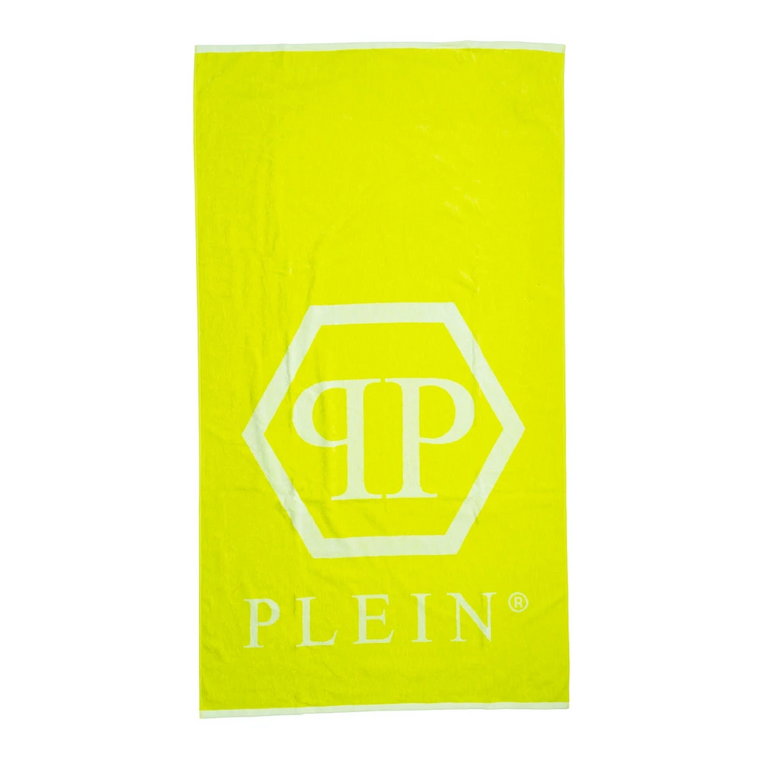Luksusowy Ręcznik Plażowy w Kolorze Limonkowym, 100x180cm Philipp Plein