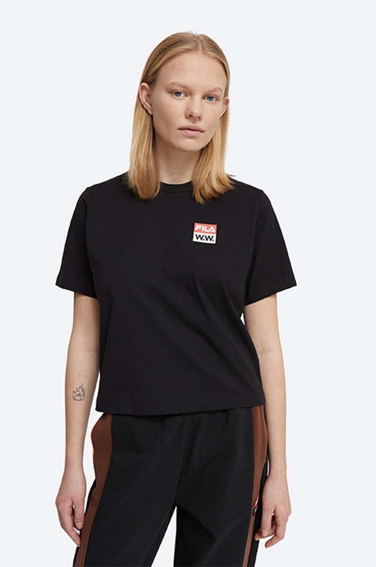 Wood Wood t-shirt bawełniany Steffi T-Shirt x Fila kolor czarny 688376.A296-BLACK