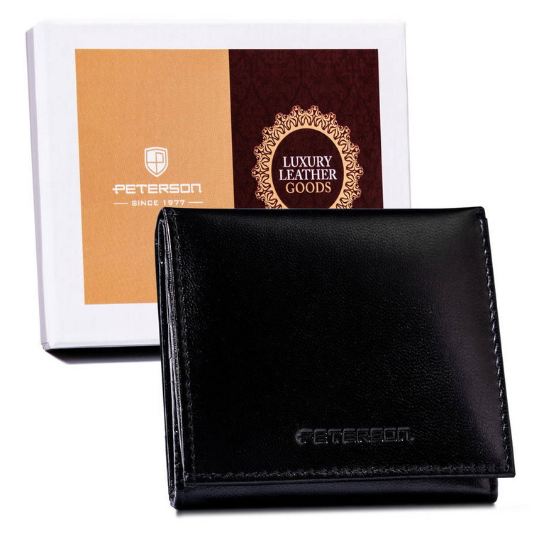 Mały, skórzany portfel damski z ochroną RFDI Protect  Peterson czarny