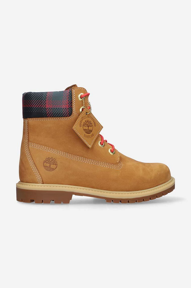 Timberland workery zamszowe 6IN Hert BT Cupsole W damskie kolor brązowy na płaskim obcasie lekko ocieplone A5MC4-BROWN