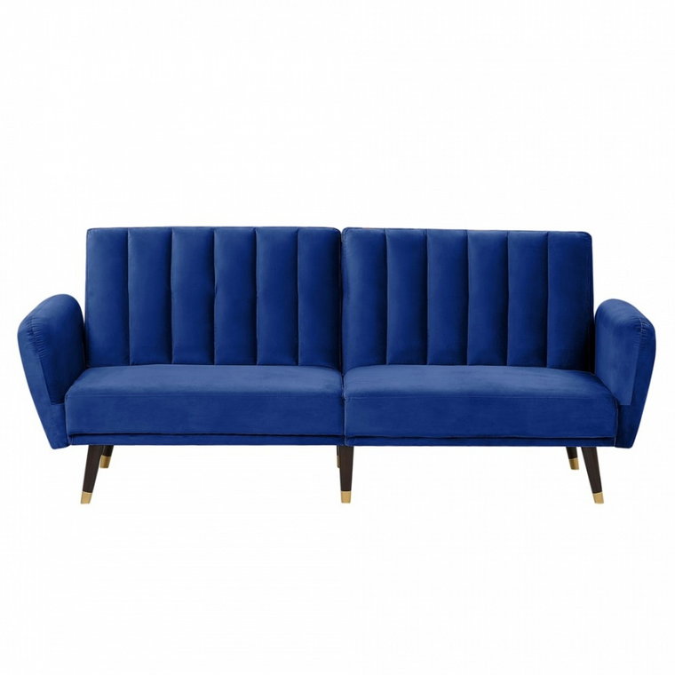 Sofa rozkładana welurowa ciemnoniebieska VIMMERBY kod: 4251682235648
