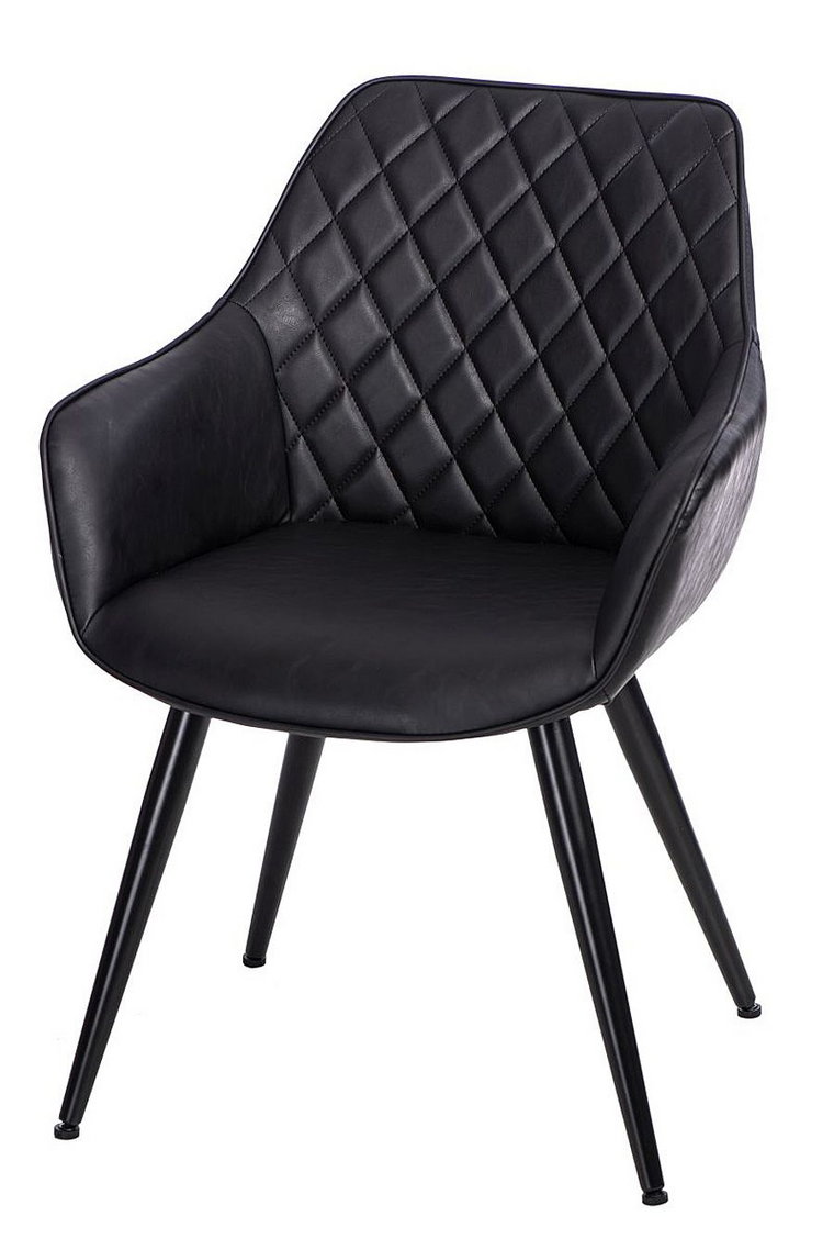 Czarne metalowe krzesło z pikowanym oparciem - Horus