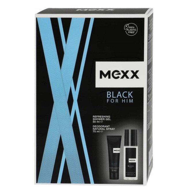 Mexx Black Man zestaw dezodorant w naturalnym sprayu 75ml + żel pod prysznic 50ml