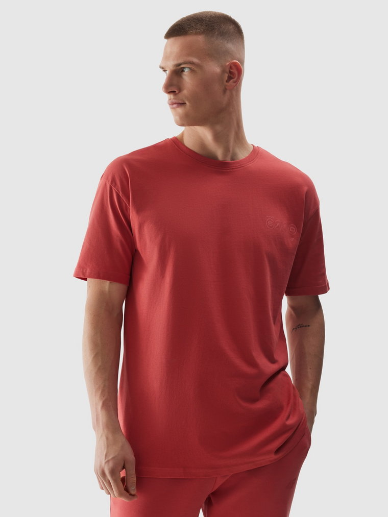 T-shirt oversize z bawełny organicznej męski - koral