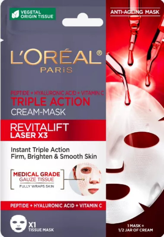 L'Oreal Revitalift Laser X3 Maska przeciwzmarszczkowa o potrójnym działaniu 1szt