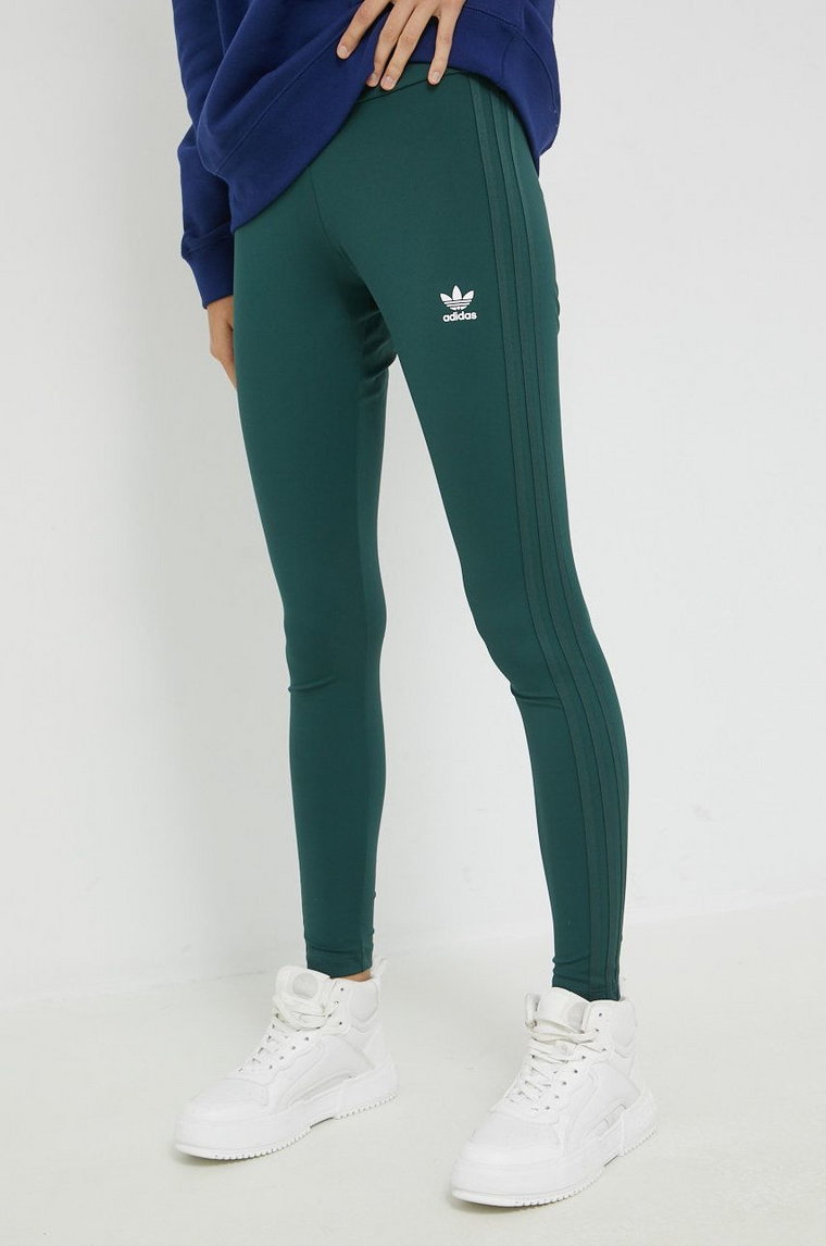 adidas Originals legginsy damskie kolor zielony z aplikacją
