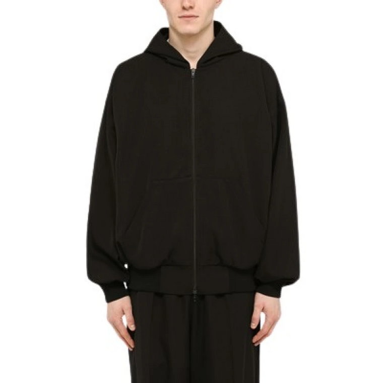 Czarny zip-up hoodie na codzienne okazje Balenciaga