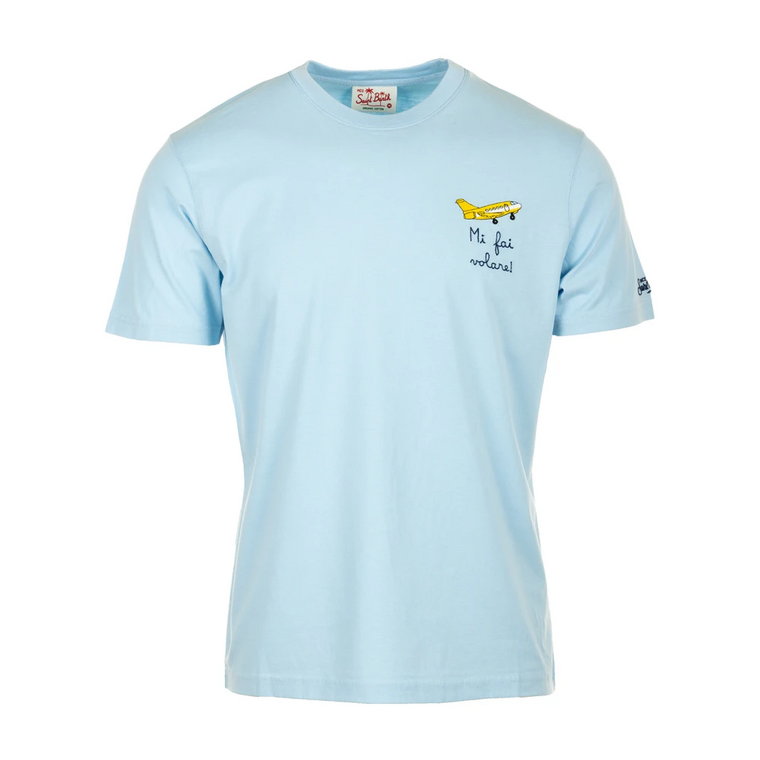 Haftowany jasnoniebieski T-shirt i Polo MC2 Saint Barth