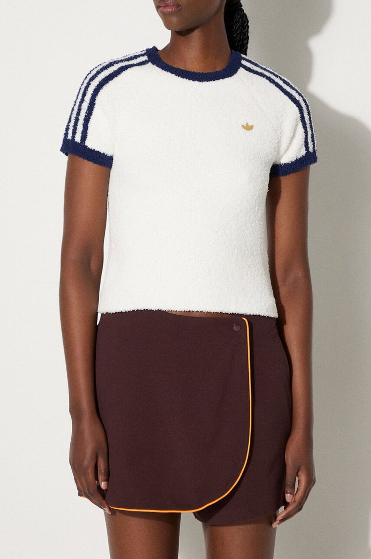 adidas Originals spódnicospodnie bawełniane Skort 80s kolor brązowy gładkie high waist JC6170