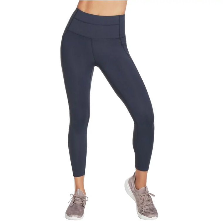 Skechers Go Walk High Waisted 7/8 Legging W03LG31B-NVY, Damskie, Granatowe, leginsy, nylon, rozmiar: L