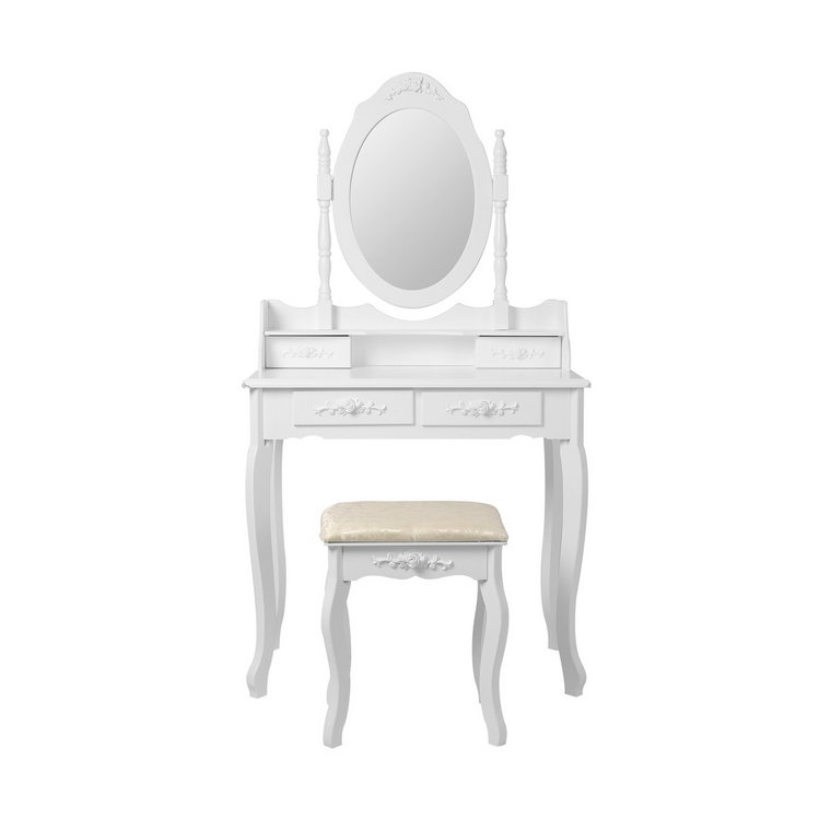Stół toaletowy z taboretem 75x140x40 cm biały MDF