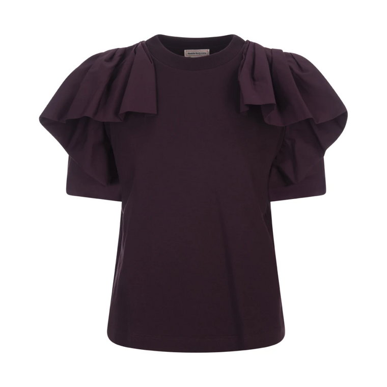 Fioletowy Bawełniany Top z Ruffle Appliqué Alexander McQueen