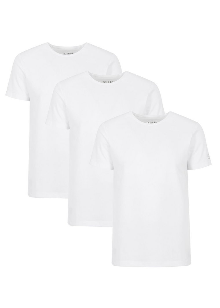 Trójpak białych T-shirtów męskich basic