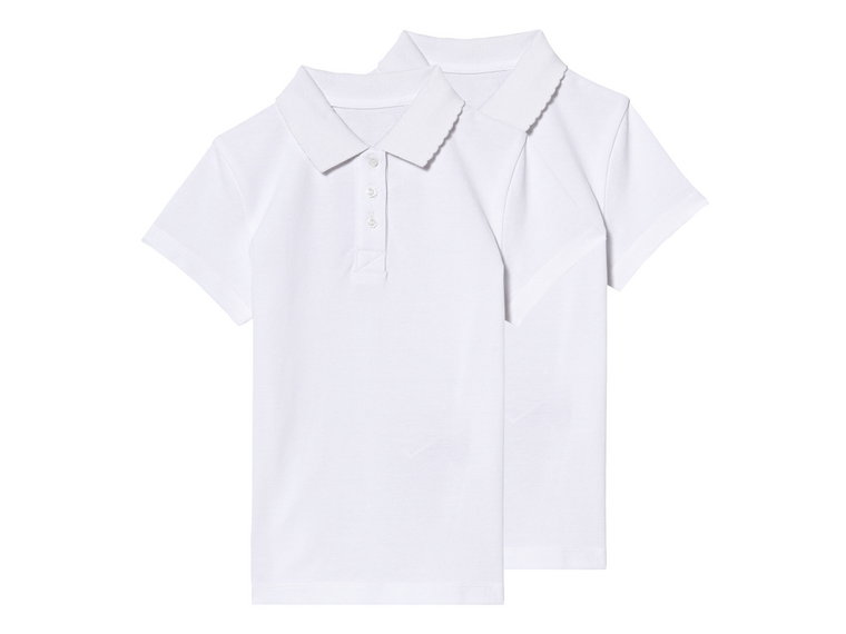 Komplet 2 koszulek polo dziewczęcych (110/116, Biały)