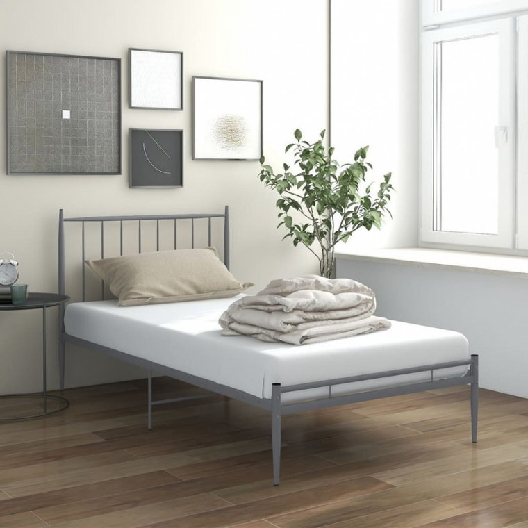 Rama łóżka, szara, metalowa, 100 x 200 cm kod: V-325014