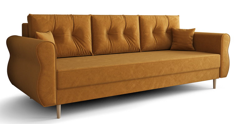 Musztardowa sofa z funkcją spania - Eden