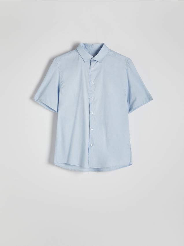 Reserved - Gładka koszula regular fit - jasnoniebieski