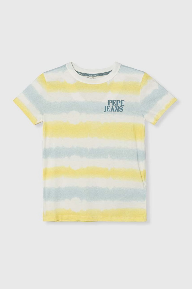 Pepe Jeans t-shirt bawełniany dziecięcy REI kolor żółty wzorzysty