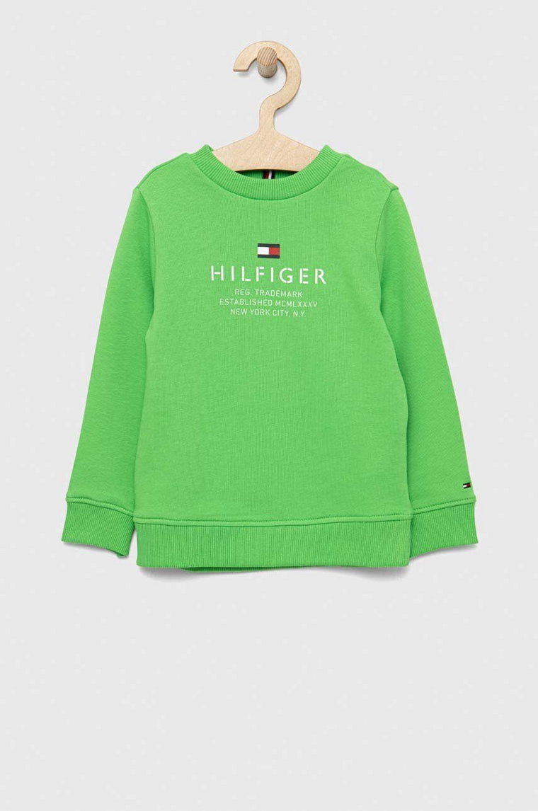 Tommy Hilfiger bluza dziecięca kolor zielony z nadrukiem