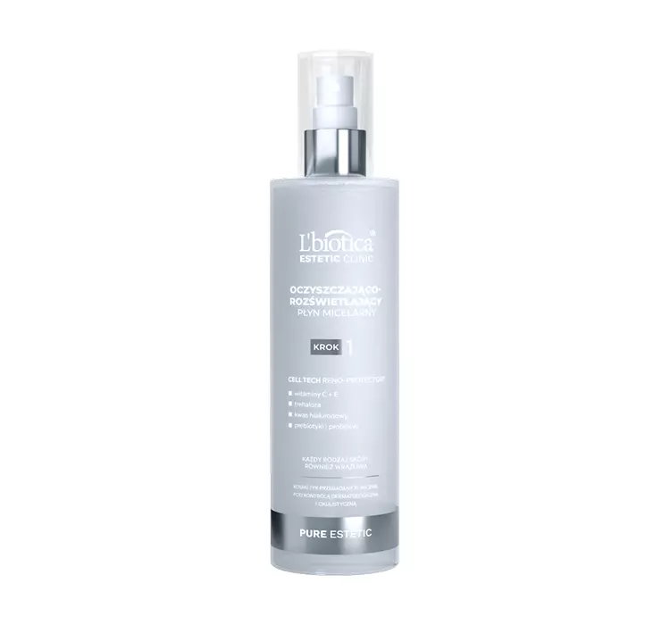 LBIOTICA ESTETIC CLINIC PURE ESTETIC OCZYSZCZAJĄCO-ROZŚWIETLAJĄCY PŁYN MICELARNY 200ML