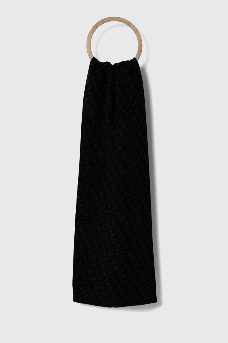 Armani Exchange szalik z domieszką wełny kolor czarny wzorzysty XM000336 AF12274
