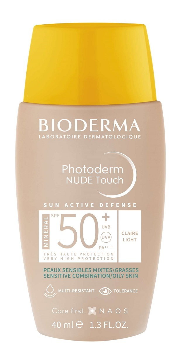 Bioderma Photoderm Nude Touch Mineral Ochronny podkład mineralny SPF50+, Jasny