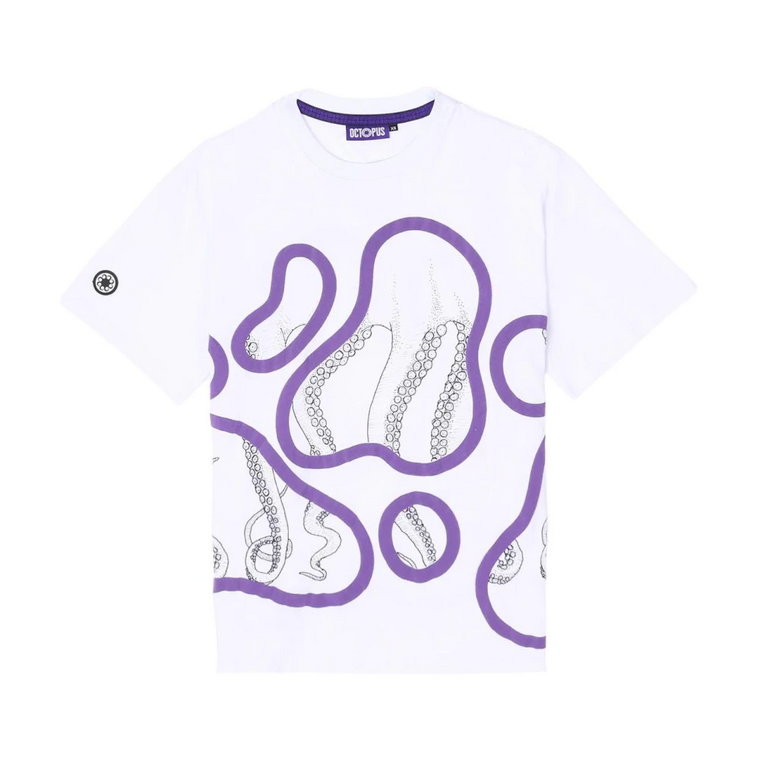 Klasyczny Biały T-shirt z Bawełny Octopus