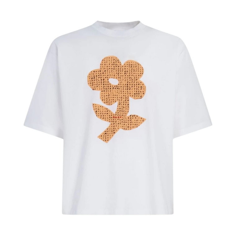 bawełniana koszulka z kwiatowym wzorem do wyszukiwania słów Marni