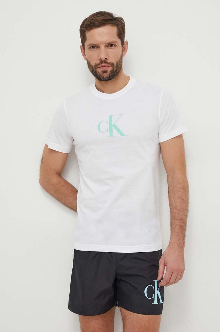 Calvin Klein t-shirt bawełniany męski kolor biały z nadrukiem