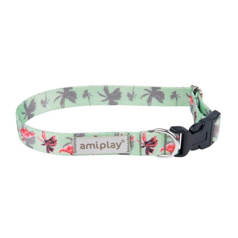 Amiplay BeHappy Obroża regulowana M 25-40 x 2cm flamingo