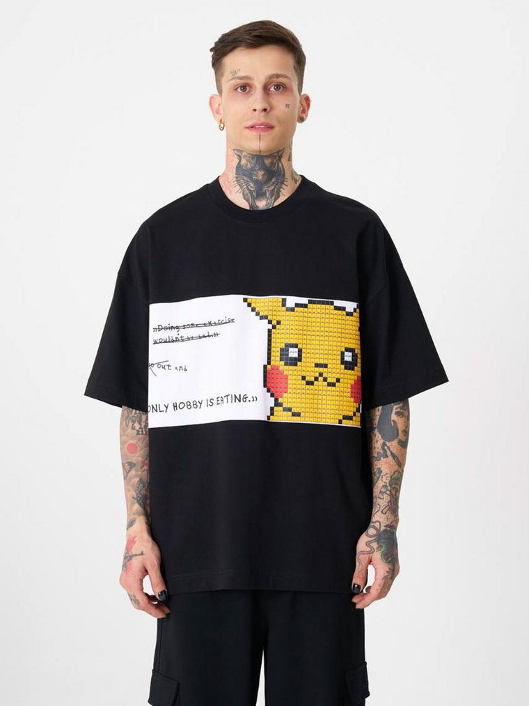 Koszulka Z Krótkim Rękawem Oversize Czarna Machinist Pikachu