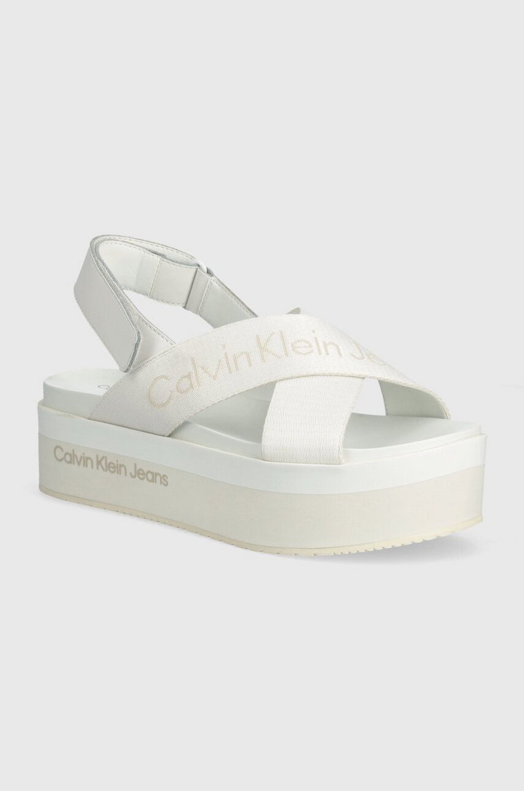 Calvin Klein Jeans sandały FLATFORM SANDAL SLING IN MR damskie kolor biały na platformie YW0YW01362