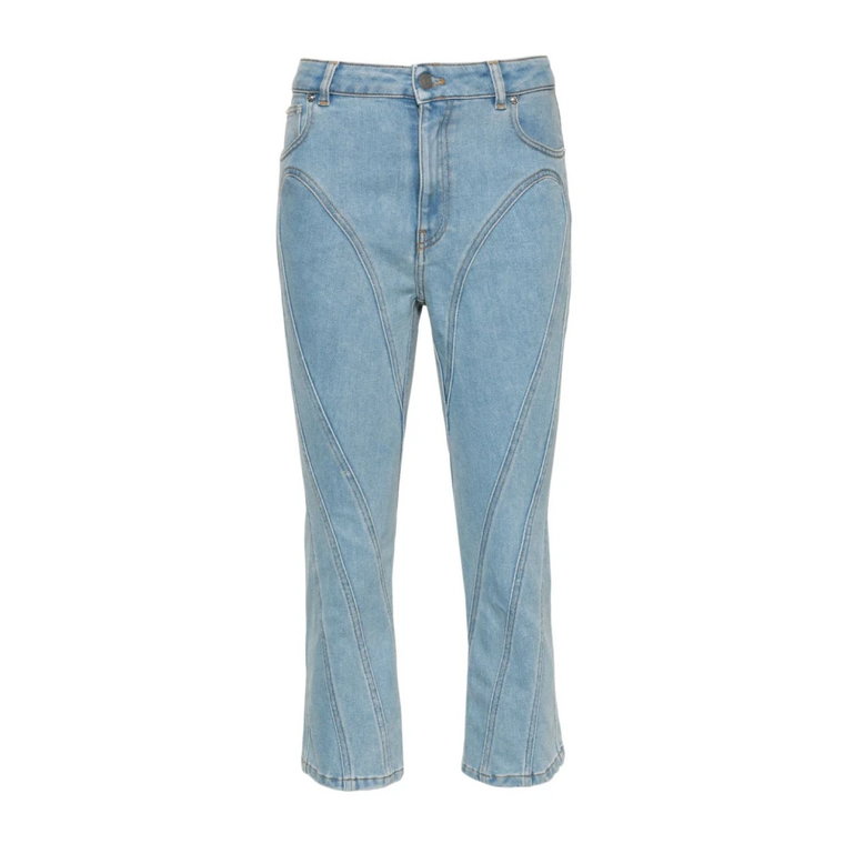 Niebieskie Jeansy z Kontrastowym Szyciem Mugler