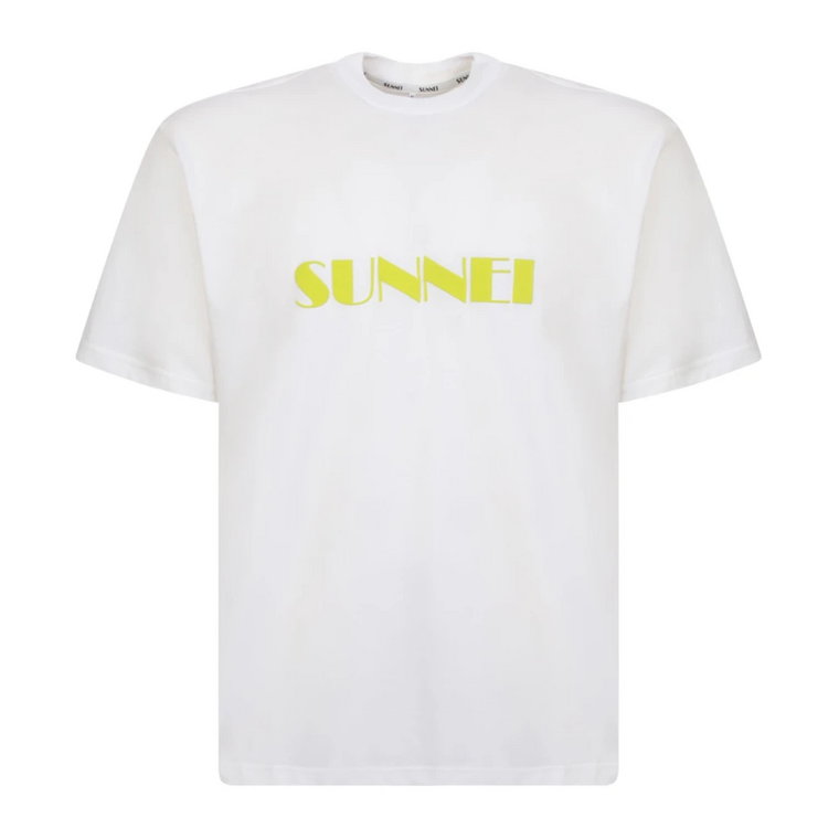 Beżowy Minimalistyczny T-Shirt Sunnei