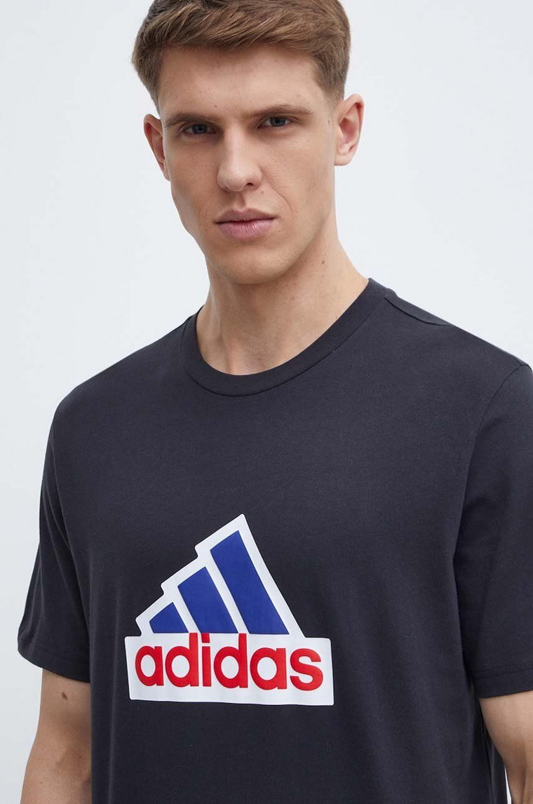 adidas t-shirt bawełniany męski kolor czarny z nadrukiem IS9596