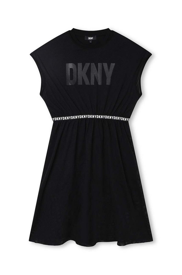 Dkny sukienka dziecięca kolor czarny mini rozkloszowana