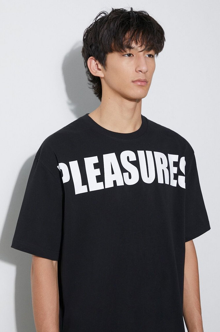 PLEASURES t-shirt bawełniany Expand Heavyweight Shirt męski kolor czarny z nadrukiem P23F032 BLACK