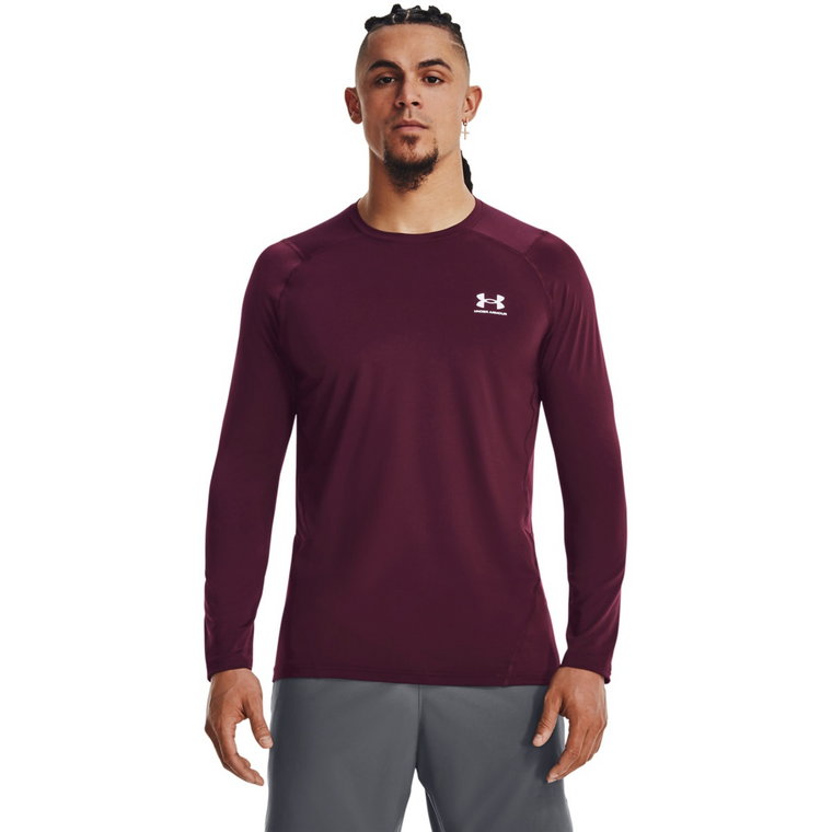 Męski longsleeve treningowy Under Armour UA HG Armour Fitted LS - bordowy