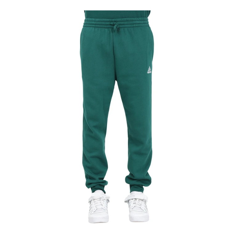 Essentials Fleece Regular Tapered Zielone Spodnie Sportowe Adidas