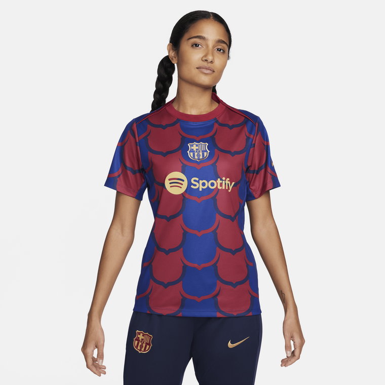 Damska przedmeczowa koszulka piłkarska Nike Dri-FIT FC Barcelona Academy Pro - Niebieski