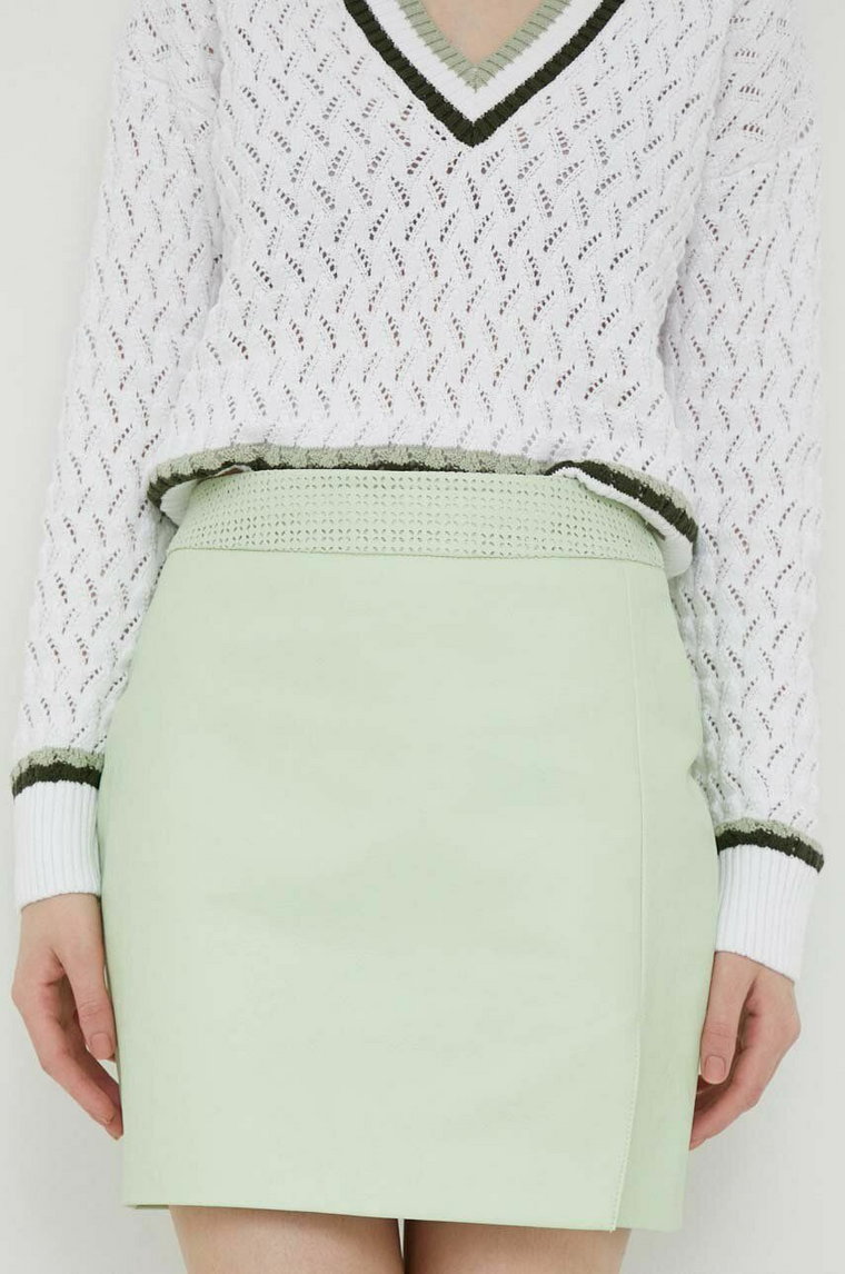 Pepe Jeans spódnica kolor zielony mini prosta