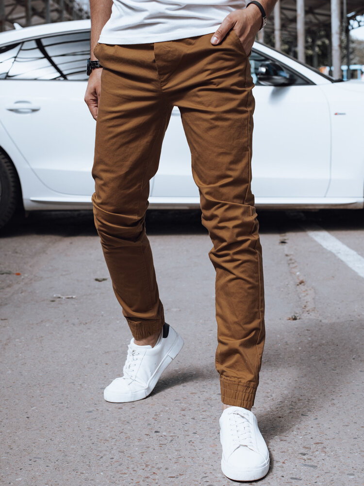 Spodnie męskie jeansowe joggery brązowe Dstreet UX4189