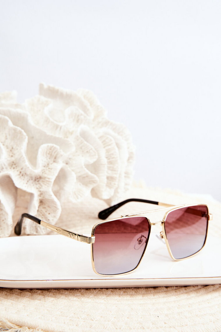 Okulary Przeciwsłoneczne Damskie UV400 Złoto-Brązowe