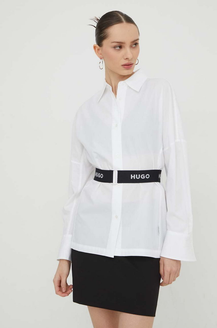 HUGO koszula damska kolor biały relaxed z kołnierzykiem klasycznym 50506904